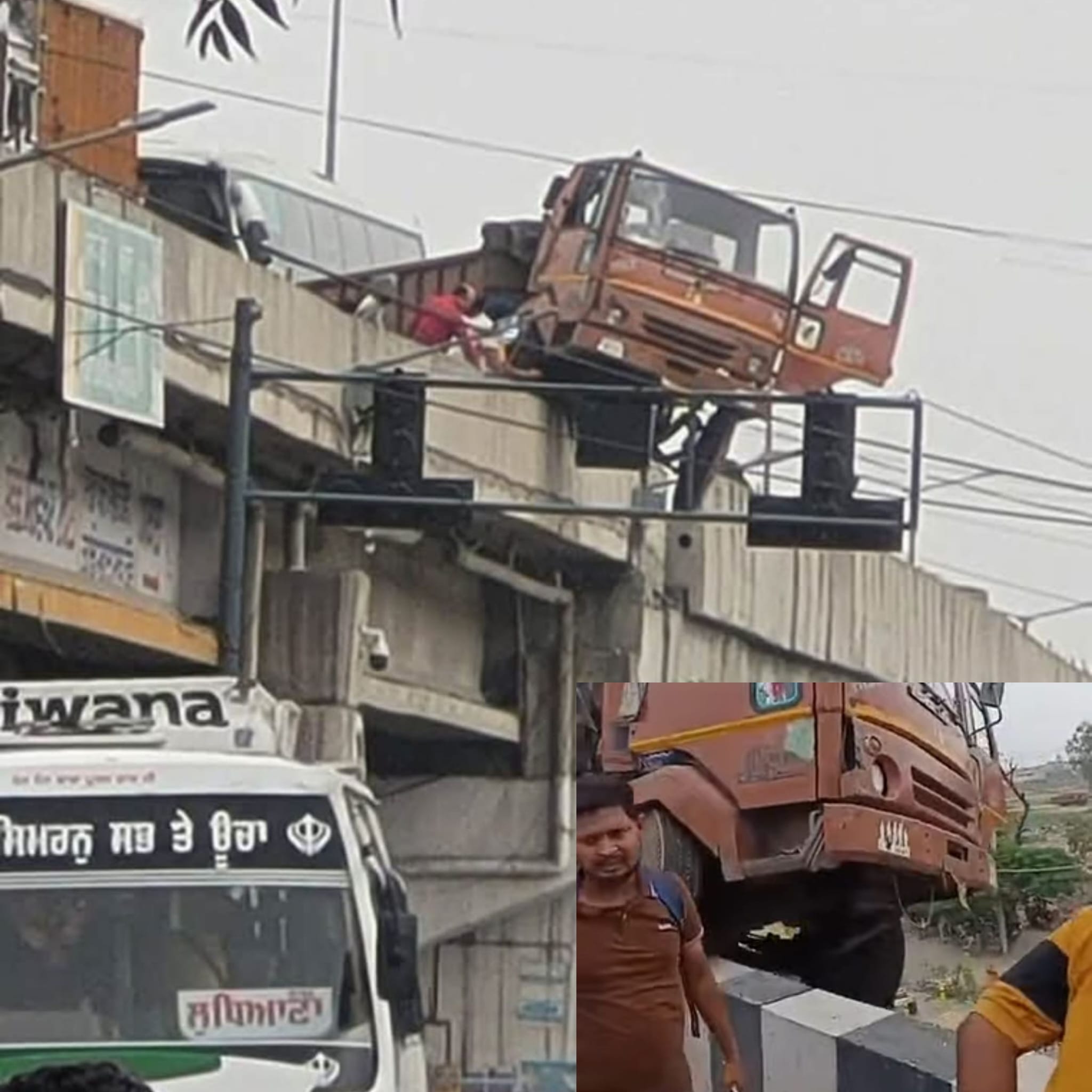 ਖੰਨਾ ਵਿੱਚ ਵੱਡਾ ਹਾਦਸਾ ਹੋਣੋਂ ਬਚਿਆ – ਸਰੀਏ ਨਾਲ ਲੱਦੇ ਟਰਾਲੇ ਅਤੇ ਬੱਸ ਵਿੱਚ ਟੱਕਰ : ਟਰਾਲਾ ਪੁੱਲ ਤੇ ਲੱਟਕਿਆ, ਹੇਠਾਂ ਡਿਗਣੋਂ…